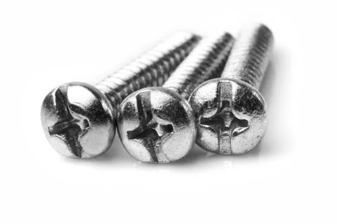 Three high quality Philips head screws,also known as cross head screws,captured Stock Photos