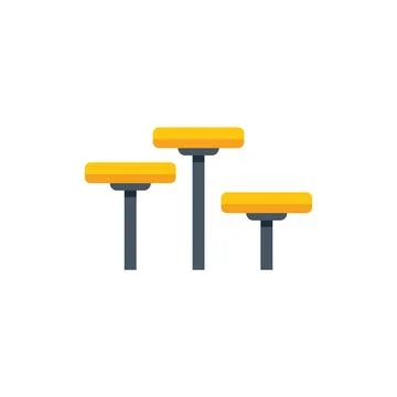 Three high round tables standing together illustration Illustrazione stock