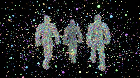 Three holiday man consisting of flying balls Stock Footage 341460378