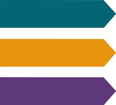 Three horizontal arrow shaped pointer banners Stock Illustration