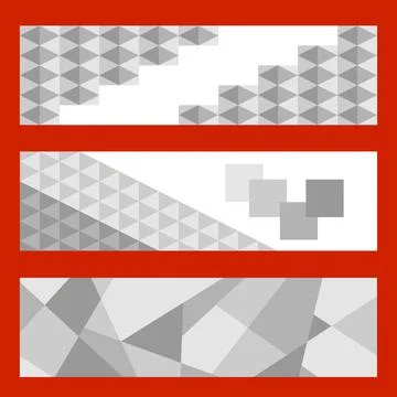 Three horizontal banners with gray triangles. Abstract banners of gray 스톡 일러스트