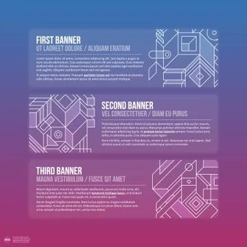 Three horizontal banners with modern abstract elements. EPS10. Stock Illustration