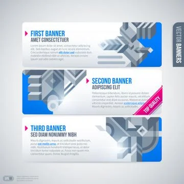 Three horizontal banners with modern design elements. EPS10 Stock Illustration