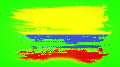 Three horizontal brush strokes featuring yellow blue and red colors on vibrant Stock Footage 346122003