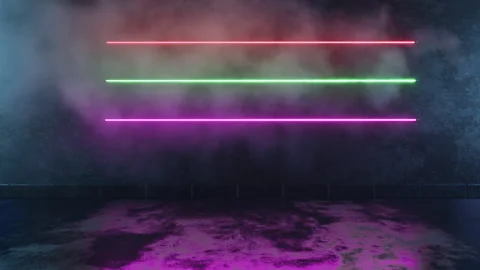 Three horizontal neon lights. Stock Footage 265489228