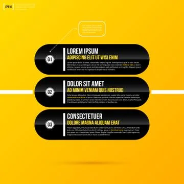 Three horizontal options/banners on bright yellow background in modern corpor Stock Illustration