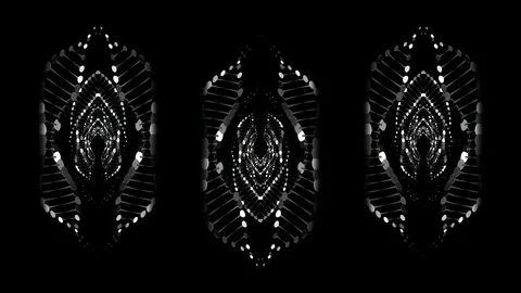 Three horizontally arranged abstract forms in motion Stock Footage 105292626