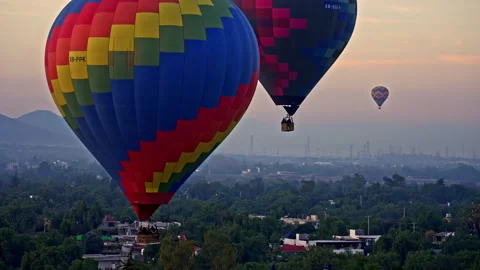 Three hot air balloons flying in Mexico Stock Footage 265804411