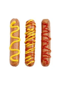 Three hot dogs Stock Photos