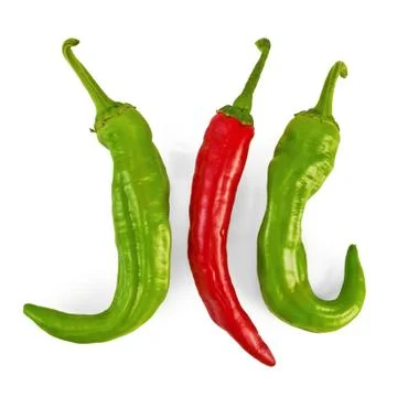 Three hot peppers Stock Photos