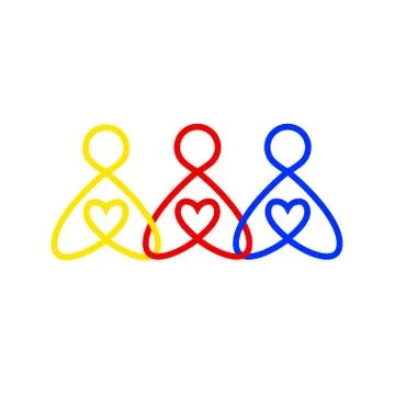 Three human figures with heart vector icon. Human icon isolated on white Stock Illustration