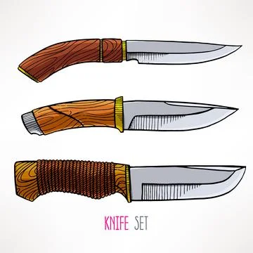 Three hunting knives Stock Illustration
