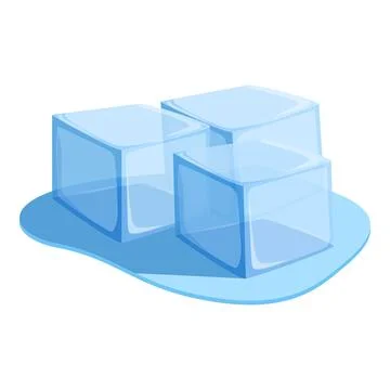 Three ice cubes melting on light blue surface Stock Illustration