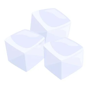 Three ice cubes melting on white background Stock Illustration