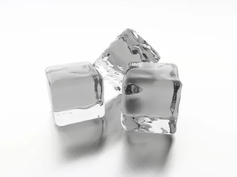 Three ice cubes rendered on white background Stock Illustration