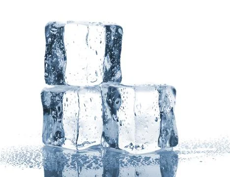 Three ice cubes with water drops Stock Photos