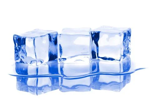Three ice cubes with water Stock Photos