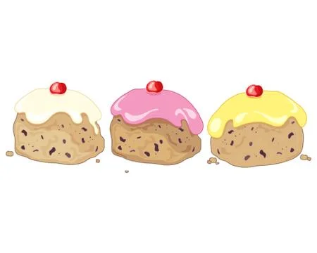 Three iced buns Stock Illustration