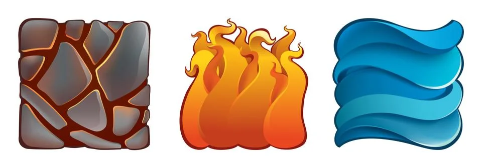 Three icons elements of nature Stock Illustration