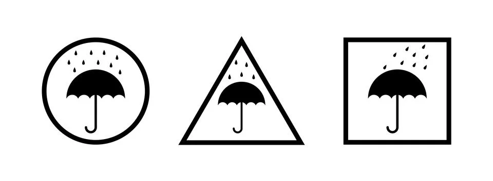 Three icons indicating keep dry or protect from rain, perfect for packaging.. Stock Illustration