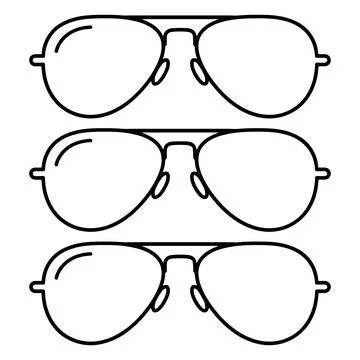 Three identical aviator sunglasses frames arranged vertically in a simple b.. イラスト素材