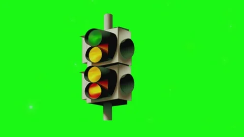 Three identical traffic signals displaying illuminated glowing lights against Stock-Footage 346120620