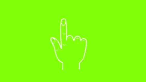 Three identical white line art hands pointing upward against a solid vivid Stock Footage 346121164