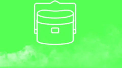 Three identical white line art cooking pots floating above dense white ground Stock Footage 346123931