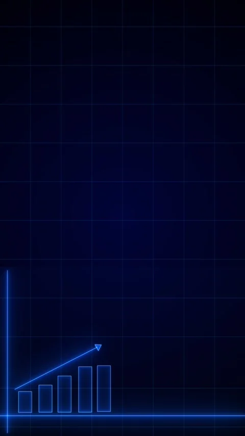 Three illuminated columns and a growing trend arrow appear on a navy graph, Stock Footage 341013690