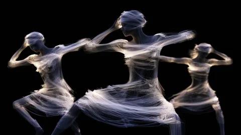 Three  Illuminated Dancing Ladies Stock Footage 242298426