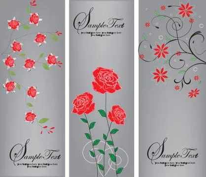Three illustrations with floral elements Stock Illustration