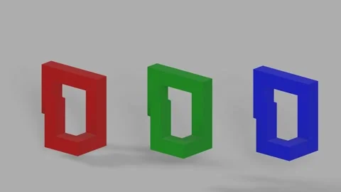 Three impossible boddies in red, green and blue rotating on grey background Vídeo Stock 162276159