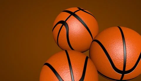 Three indoor basketball balls to play. 3D render, 3D illustration. Stock Illustration