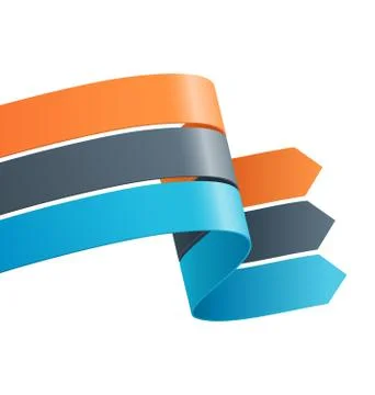 Three Infographic Elements Ribbons Arrows Isolated on White Stock Illustration