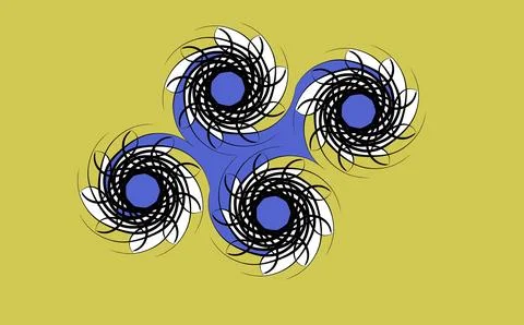 Three interconnected circular geometric patterns Stock Illustration