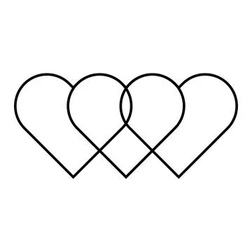 Three Interconnected Geometric Heart Shapes, heart pattern for love, design Stock Illustration