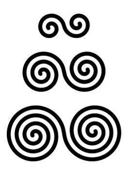 Three interlocked double spirals over white イラスト素材