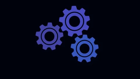 Three Interlocking Blue Gears on a Dark animation Background mechanism mach.. Stock Footage 321854611