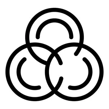 Three interlocking circles forming abstract shape icon Stock Illustration
