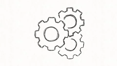 Three Interlocking Gears Mechanism Animation Stock Footage 341802318