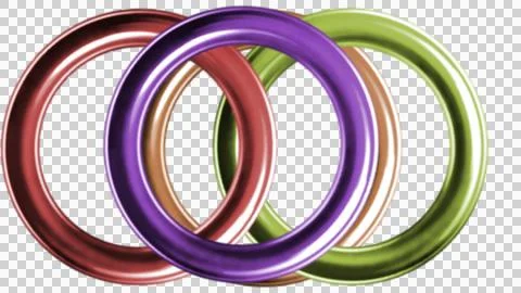 Three interlocking metallic rings in vibrant colors 스톡 일러스트