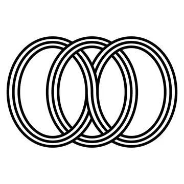 Three Interlocking Rings, Geometric Symbol of Unity and Balance イラスト素材