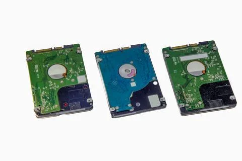 Three Internal Hard Disk Drives on White Background Stock Photos