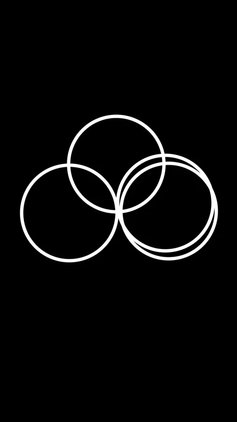 Three intersecting white circles visualizes geometric shapes on black backg.. Stock Footage 344862267