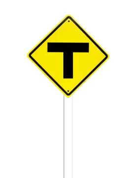 The three intersection traffic sign on white Stock Photos