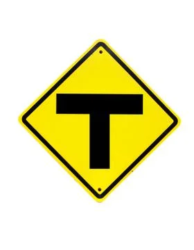 The three intersection traffic sign on white Stock Photos