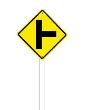 The three intersection traffic sign on white Stock Photos