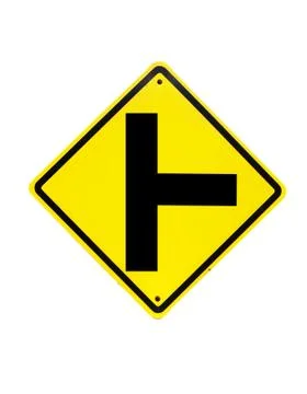 The three intersection traffic sign on white Stock Photos