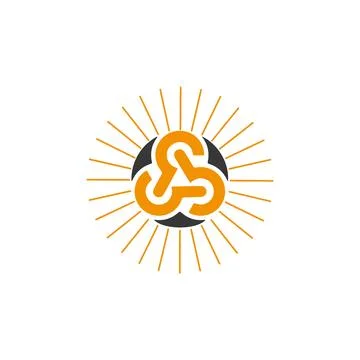 Three Intertwined Circles royalty-free images logo design sun logo three sun log Stock Illustration