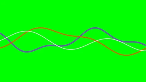 Three intertwined wavy lines in orange purple and white on a green background Stock Footage 340264938